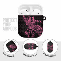 New Zealand Rugby Warrior Custom AirPods Case Pink Fern Taniko Motif LT9 - Polynesian Pride