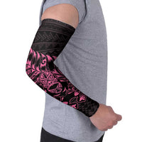 New Zealand Rugby Warrior Custom Arm Sleeves Pink Fern Taniko Motif LT9 - Polynesian Pride