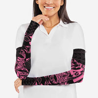 New Zealand Rugby Warrior Custom Arm Sleeves Pink Fern Taniko Motif LT9 - Polynesian Pride