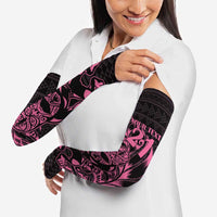 New Zealand Rugby Warrior Custom Arm Sleeves Pink Fern Taniko Motif LT9 - Polynesian Pride