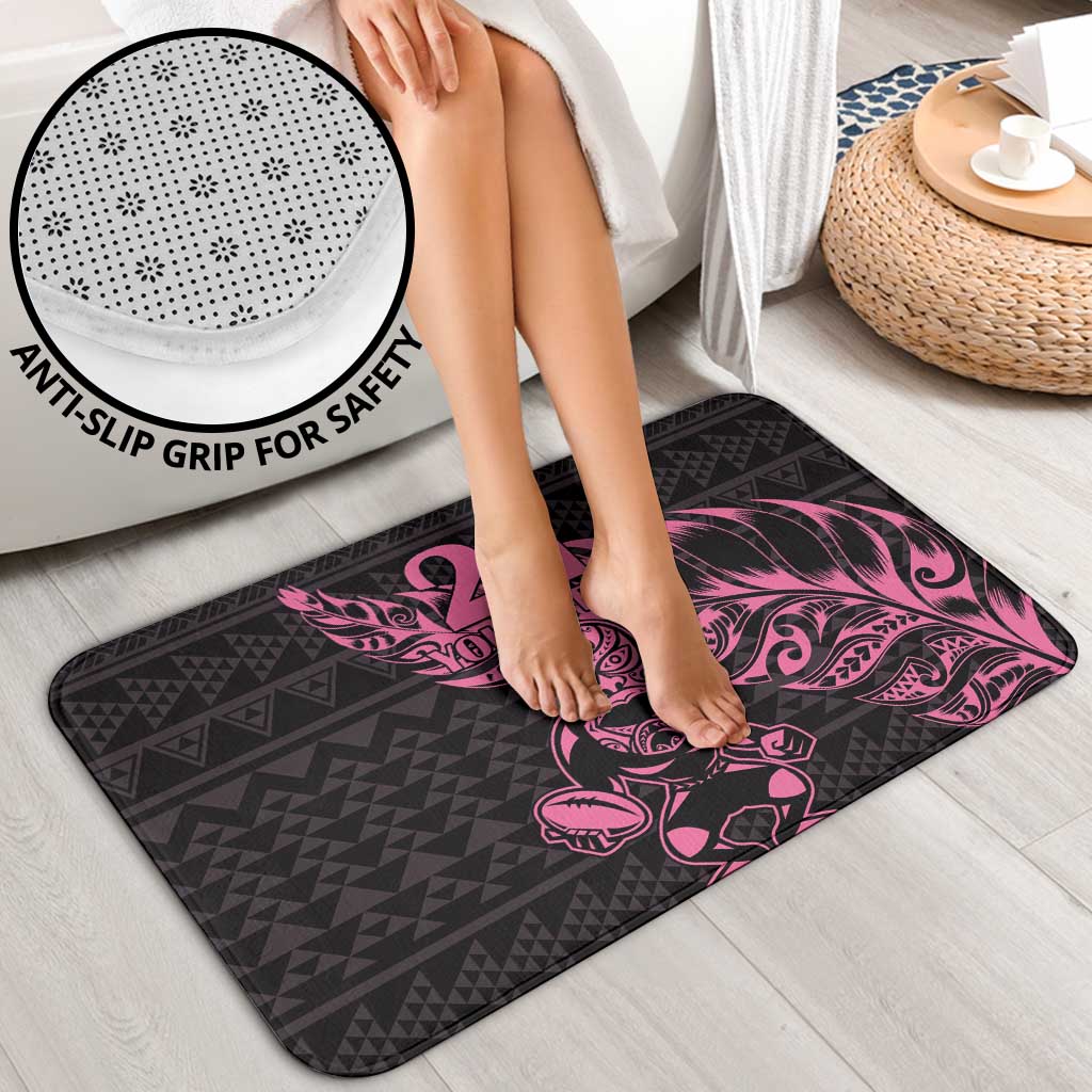 New Zealand Rugby Warrior Custom Bathroom Set Pink Fern Taniko Motif - Polynesian Pride