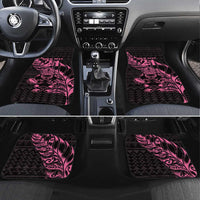 New Zealand Rugby Warrior Custom Car Mats Pink Fern Taniko Motif LT9 Set 4pcs Pink - Polynesian Pride