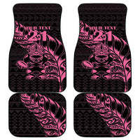 New Zealand Rugby Warrior Custom Car Mats Pink Fern Taniko Motif LT9 - Polynesian Pride