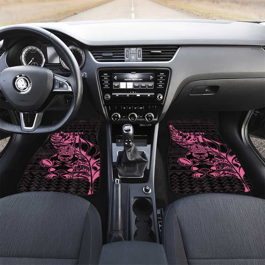 New Zealand Rugby Warrior Custom Car Mats Pink Fern Taniko Motif LT9 Set 2pcs - Front Pink - Polynesian Pride