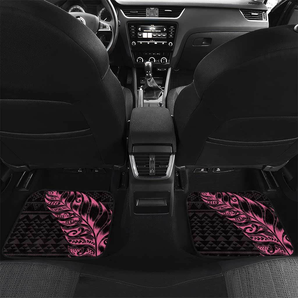New Zealand Rugby Warrior Custom Car Mats Pink Fern Taniko Motif LT9 Set 2pcs - Back Pink - Polynesian Pride