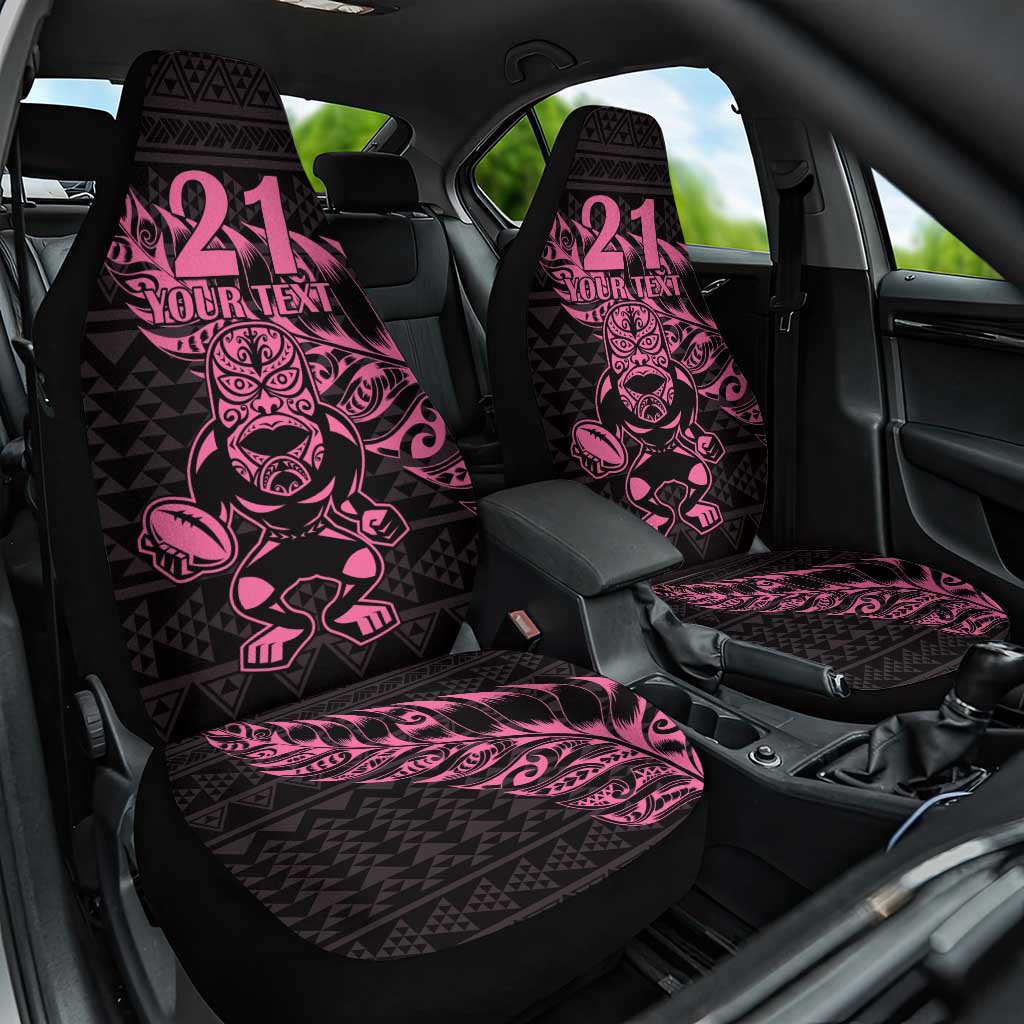New Zealand Rugby Warrior Custom Car Seat Cover Pink Fern Taniko Motif LT9 One Size Pink - Polynesian Pride