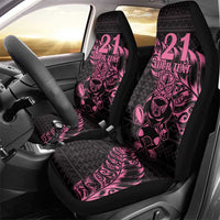 New Zealand Rugby Warrior Custom Car Seat Cover Pink Fern Taniko Motif LT9 - Polynesian Pride