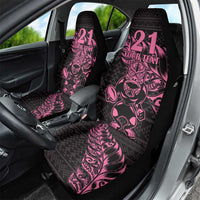 New Zealand Rugby Warrior Custom Car Seat Cover Pink Fern Taniko Motif LT9 - Polynesian Pride