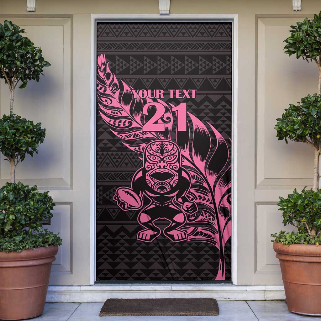 New Zealand Rugby Warrior Custom Door Cover Pink Fern Taniko Motif LT9 Pink - Polynesian Pride