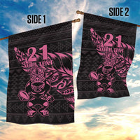 New Zealand Rugby Warrior Custom Garden Flag Pink Fern Taniko Motif LT9 - Polynesian Pride