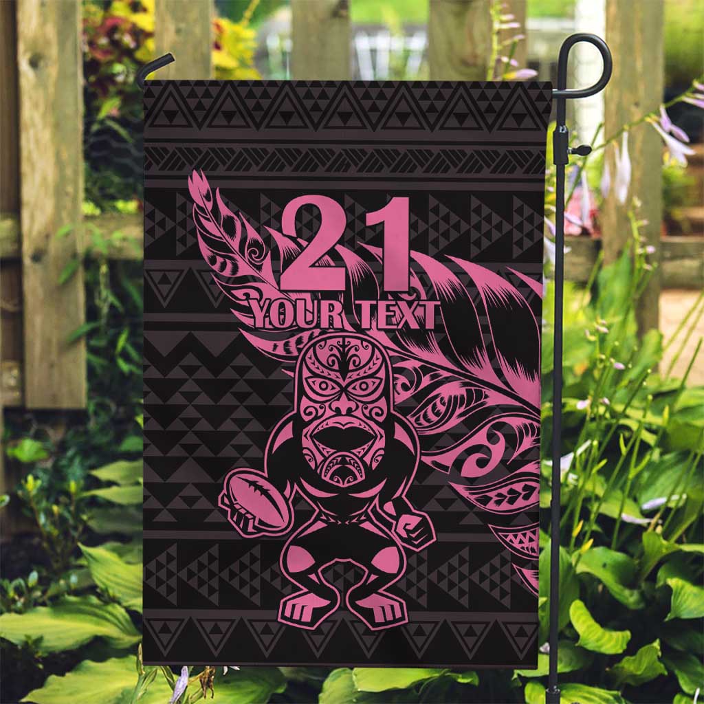 New Zealand Rugby Warrior Custom Garden Flag Pink Fern Taniko Motif LT9 Garden Flag Pink - Polynesian Pride