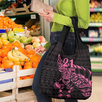 New Zealand Rugby Warrior Custom Grocery Bag Pink Fern Taniko Motif LT9 - Polynesian Pride