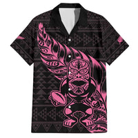 New Zealand Rugby Warrior Custom Hawaiian Shirt Pink Fern Taniko Motif LT9 Pink - Polynesian Pride