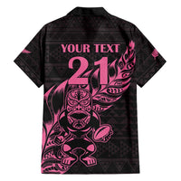 New Zealand Rugby Warrior Custom Hawaiian Shirt Pink Fern Taniko Motif LT9 - Polynesian Pride