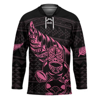 New Zealand Rugby Warrior Custom Hockey Jersey Pink Fern Taniko Motif LT9 Unisex Pink - Polynesian Pride
