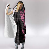 New Zealand Rugby Warrior Custom Hooded Blanket Pink Fern Taniko Motif LT9 - Polynesian Pride