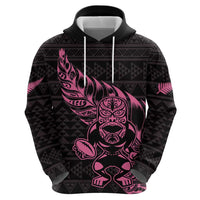 New Zealand Rugby Warrior Custom Hoodie Pink Fern Taniko Motif LT9 - Polynesian Pride
