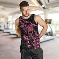 New Zealand Rugby Warrior Custom Men Tank Top Pink Fern Taniko Motif LT9 Pink - Polynesian Pride