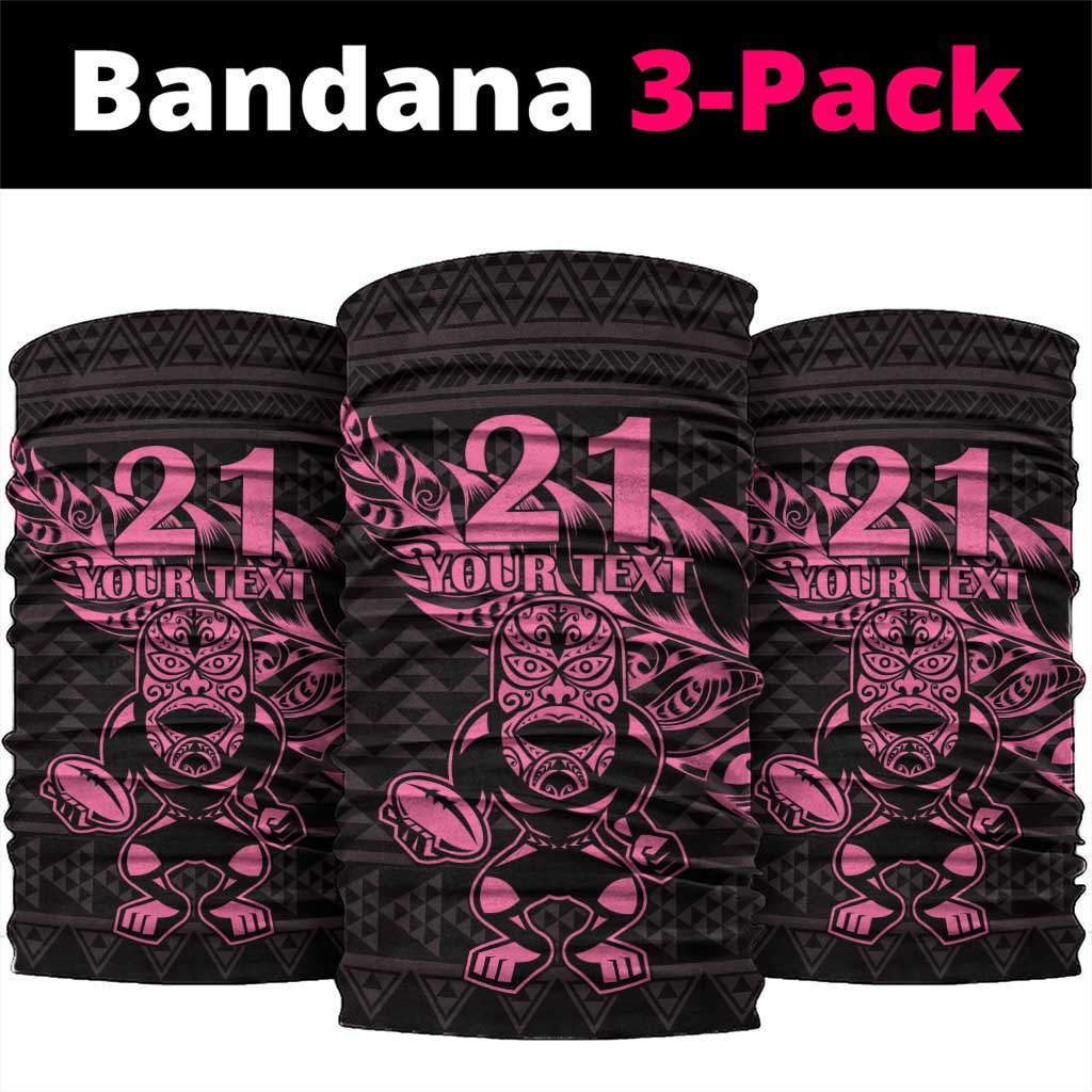 New Zealand Rugby Warrior Custom Neck Gaiter Pink Fern Taniko Motif LT9 package One Size: 25*50cm Pink - Polynesian Pride