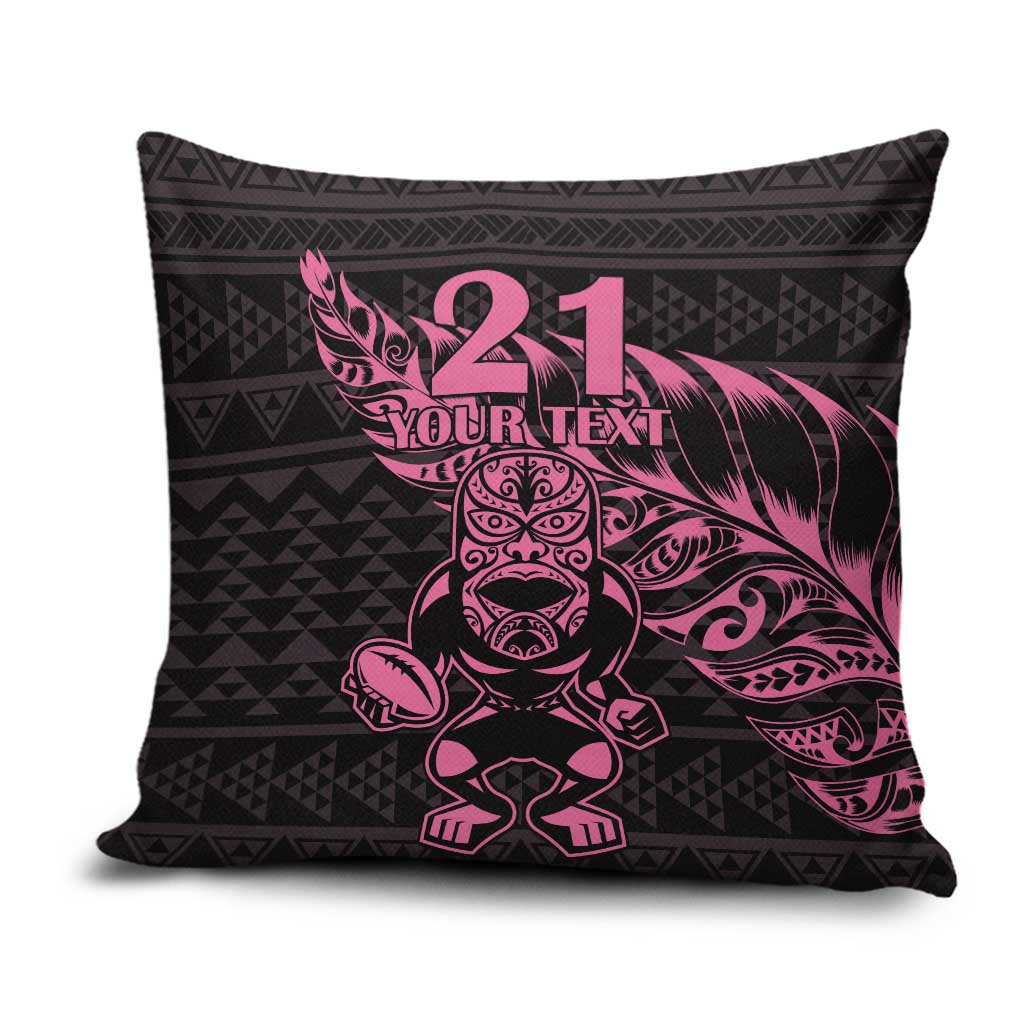 New Zealand Rugby Warrior Custom Pillow Cover Pink Fern Taniko Motif LT9 Pink - Polynesian Pride
