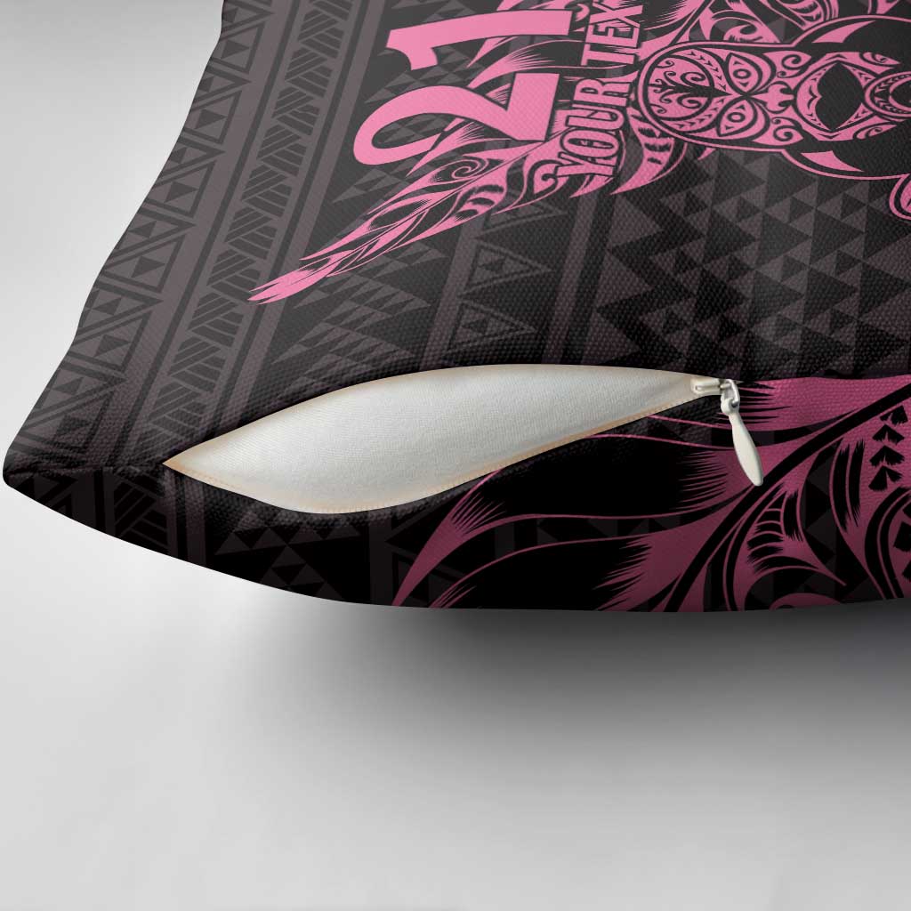 New Zealand Rugby Warrior Custom Pillow Cover Pink Fern Taniko Motif LT9 - Polynesian Pride