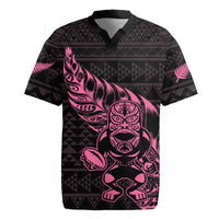New Zealand Rugby Warrior Custom Rugby Jersey Pink Fern Taniko Motif LT9 Pink - Polynesian Pride