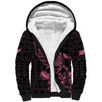 New Zealand Rugby Warrior Custom Sherpa Hoodie Pink Fern Taniko Motif LT9 Unisex Pink - Polynesian Pride