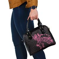 New Zealand Rugby Warrior Custom Shoulder Handbag Pink Fern Taniko Motif