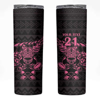 New Zealand Rugby Warrior Custom Skinny Tumbler Pink Fern Taniko Motif LT9 Pink - Polynesian Pride