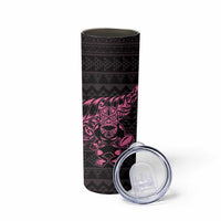 New Zealand Rugby Warrior Custom Skinny Tumbler Pink Fern Taniko Motif LT9 - Polynesian Pride