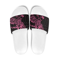 New Zealand Rugby Warrior Custom Slide Sandals Pink Fern Taniko Motif LT9 Pink - Polynesian Pride