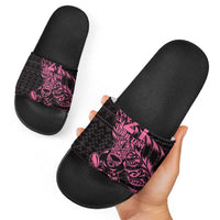 New Zealand Rugby Warrior Custom Slide Sandals Pink Fern Taniko Motif LT9 - Polynesian Pride