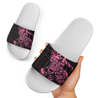 New Zealand Rugby Warrior Custom Slide Sandals Pink Fern Taniko Motif LT9 - Polynesian Pride