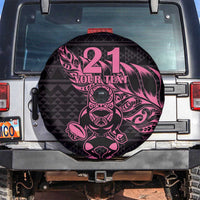 New Zealand Rugby Warrior Custom Spare Tire Cover Pink Fern Taniko Motif LT9 Pink - Polynesian Pride