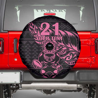 New Zealand Rugby Warrior Custom Spare Tire Cover Pink Fern Taniko Motif LT9 - Polynesian Pride