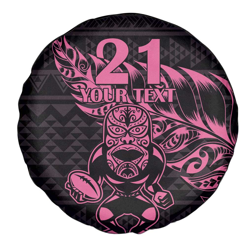 New Zealand Rugby Warrior Custom Spare Tire Cover Pink Fern Taniko Motif LT9 - Polynesian Pride