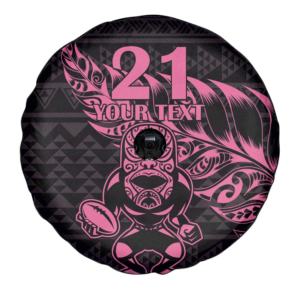 New Zealand Rugby Warrior Custom Spare Tire Cover Pink Fern Taniko Motif LT9 - Polynesian Pride