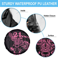 New Zealand Rugby Warrior Custom Spare Tire Cover Pink Fern Taniko Motif LT9 - Polynesian Pride