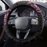 New Zealand Rugby Warrior Steering Wheel Cover Pink Fern Taniko Motif LT9 - Polynesian Pride