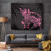 New Zealand Rugby Warrior Custom Tapestry Pink Fern Taniko Motif LT9 Pink - Polynesian Pride