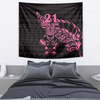 New Zealand Rugby Warrior Custom Tapestry Pink Fern Taniko Motif LT9 - Polynesian Pride