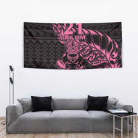 New Zealand Rugby Warrior Custom Tapestry Pink Fern Taniko Motif LT9 - Polynesian Pride