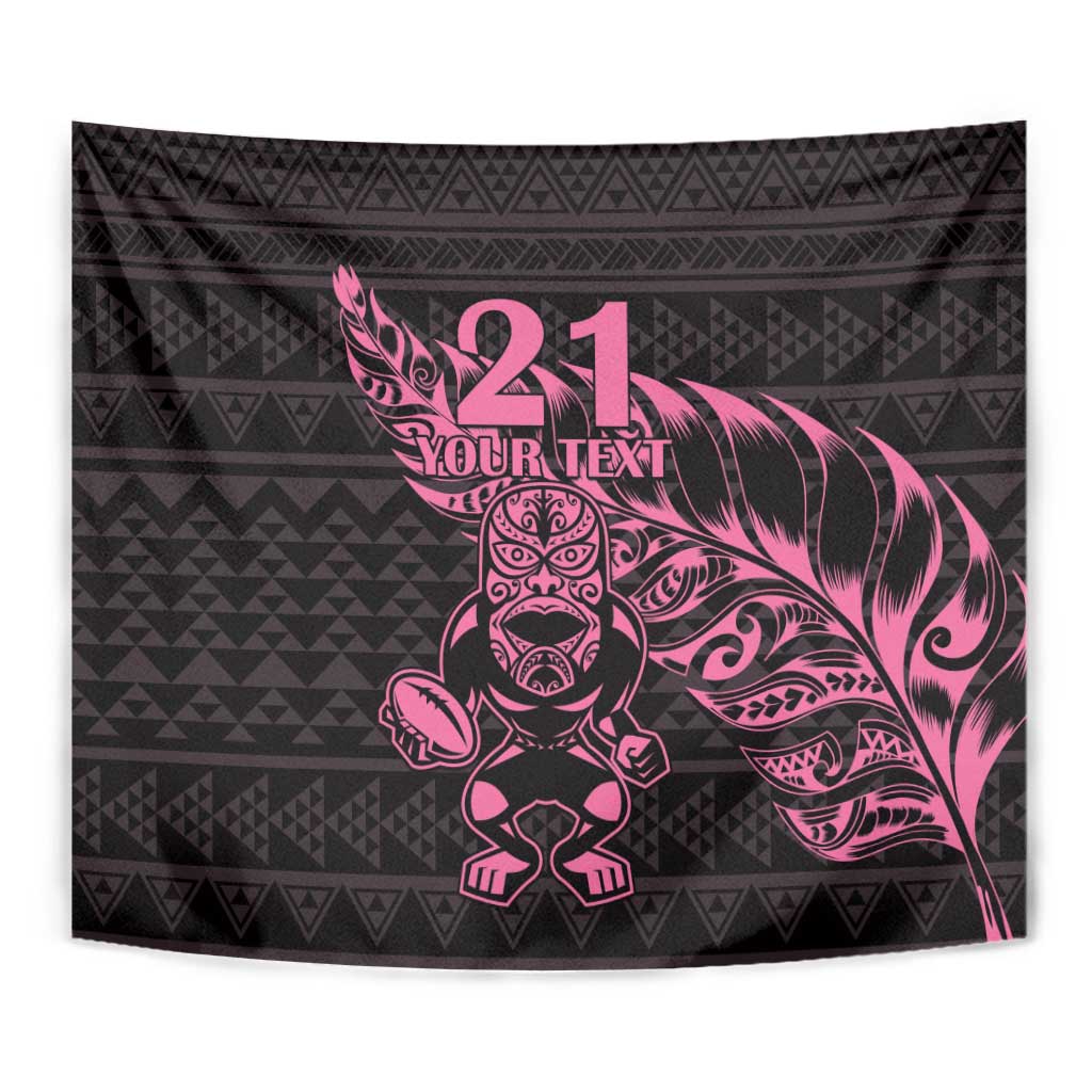 New Zealand Rugby Warrior Custom Tapestry Pink Fern Taniko Motif LT9 - Polynesian Pride