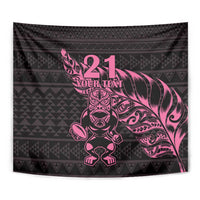New Zealand Rugby Warrior Custom Tapestry Pink Fern Taniko Motif LT9 - Polynesian Pride