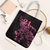 New Zealand Rugby Warrior Custom Tote Bag Pink Fern Taniko Motif LT9 White Strap One Size Pink - Polynesian Pride