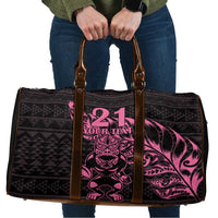 New Zealand Rugby Warrior Custom Travel Bag Pink Fern Taniko Motif LT9 Pink - Polynesian Pride