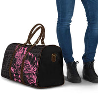 New Zealand Rugby Warrior Custom Travel Bag Pink Fern Taniko Motif LT9 - Polynesian Pride