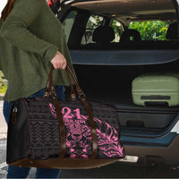 New Zealand Rugby Warrior Custom Travel Bag Pink Fern Taniko Motif LT9 - Polynesian Pride