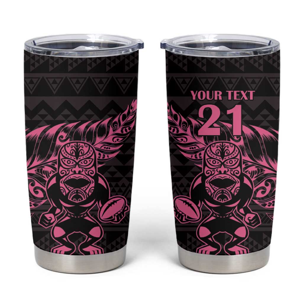 New Zealand Rugby Warrior Custom Tumbler Cup Pink Fern Taniko Motif LT9 Pink - Polynesian Pride