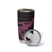 New Zealand Rugby Warrior Custom Tumbler Cup Pink Fern Taniko Motif LT9 - Polynesian Pride